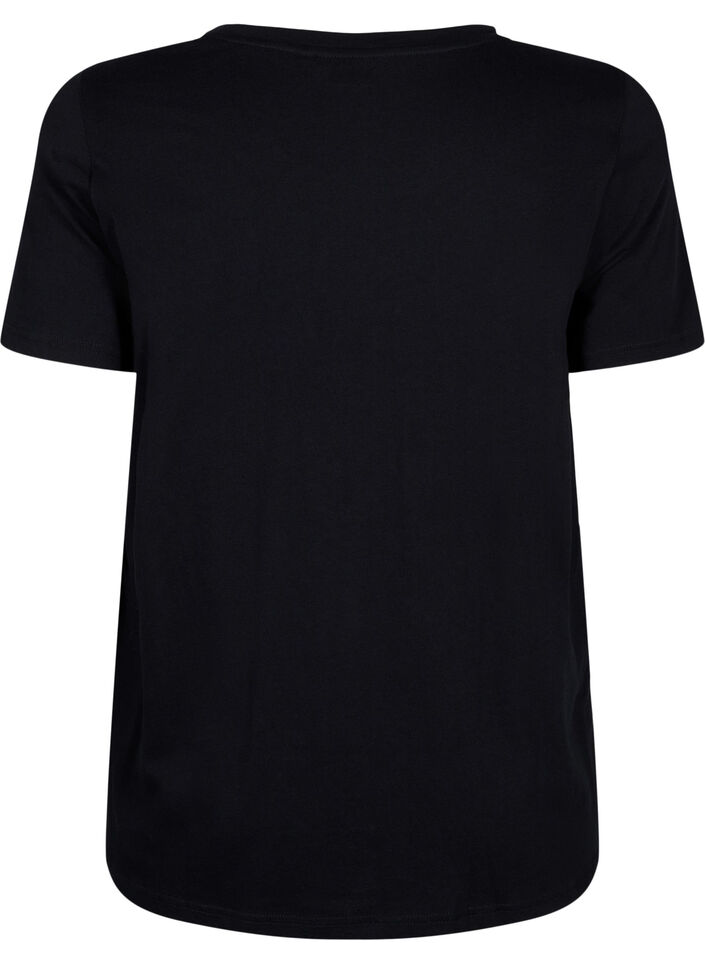 T-shirt with rhinestones, Black W. Rhinestones, Packshot image number 1