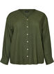 Blouse in linen and viscose with V-neck, Green, Packshot image number 0