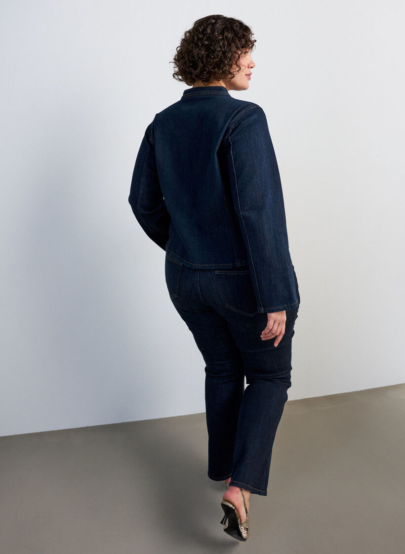 Fitted denim jacket with zip, Blue, Model image number 2