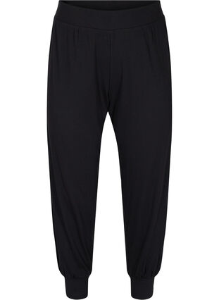 Loose trousers in ribbed fabric, Black, Packshot image number 0