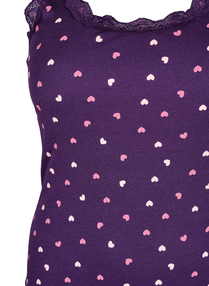 Top with print and lace edge, Purple, Packshot image number 2