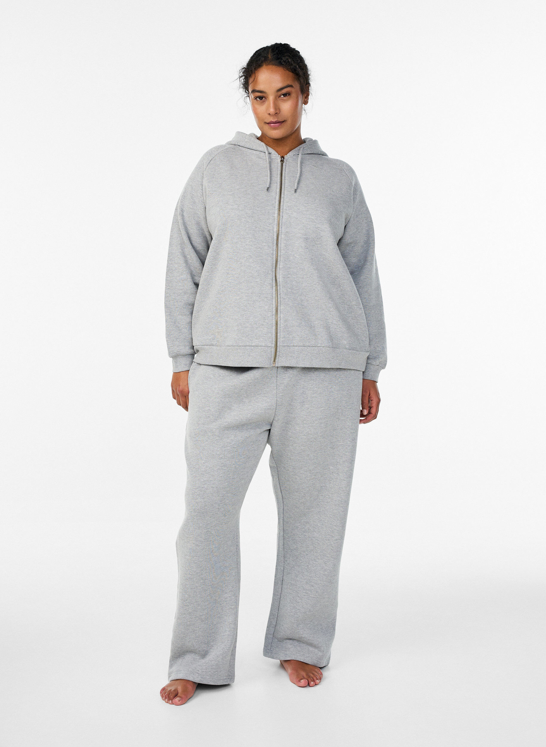 Zizzifashion Hoodie with zip, Grey, Model image number 1