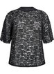 Lace blouse with short sleeves and round neck, Black, Packshot image number 0
