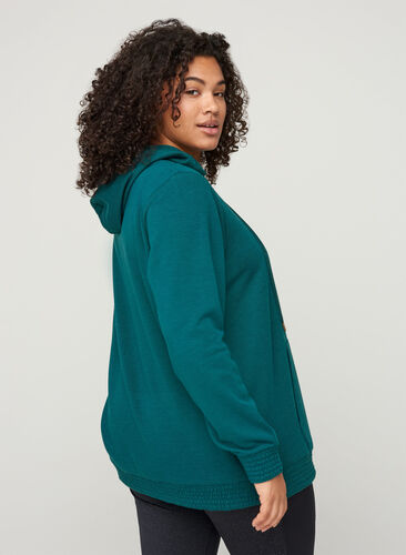 Sweatshirt with pocket and hood, Deep Teal, Model image number 1