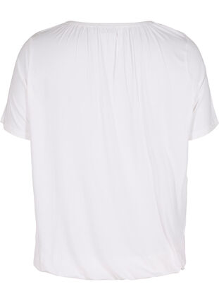 Short-sleeved viscose t-shirt with elastic, Bright White, Packshot image number 1