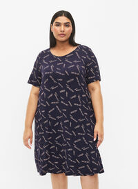 Short-sleeved viscose nightgown with print, N. Sky Coffee AOP, Model