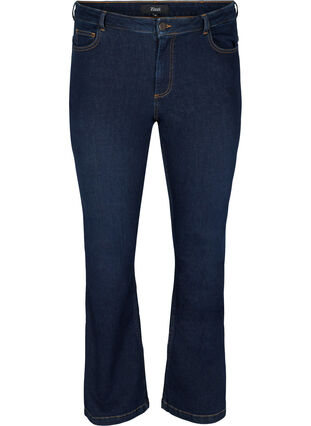 High-waisted Ellen jeans with bootcut, Dark blue denim, Packshot image number 0