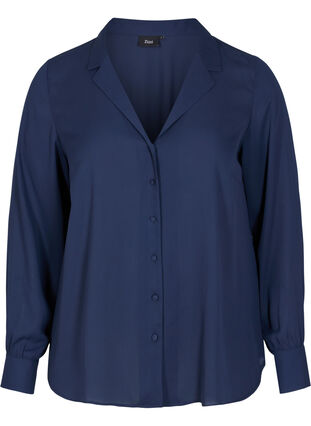V-neck shirt with button fastening, Navy Blazer, Packshot image number 0
