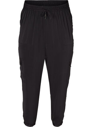 Loose trousers with large pockets, Black, Packshot image number 0