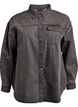 Denim shirt with eyelets on the sleeves, Grey Denim, Packshot image number 0