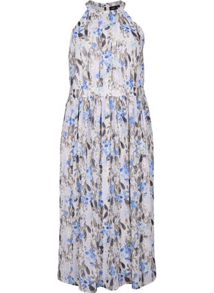 Floral maxi dress with pleats, Blue Flower AOP, Packshot image number 0
