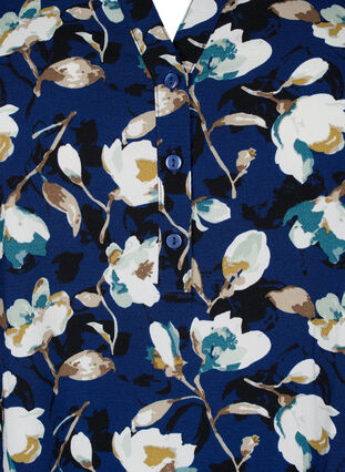 Floral blouse with 3/4 sleeves, P. Blue Flower AOP, Packshot image number 2