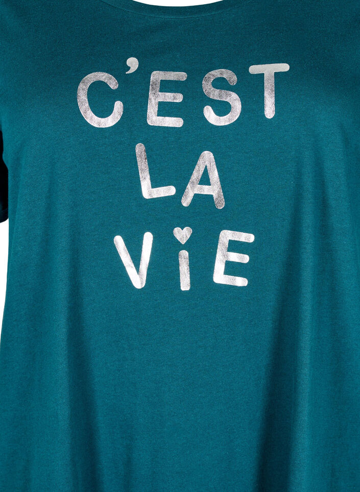 Short-sleeved nightgown in organic cotton, Green, Packshot image number 2