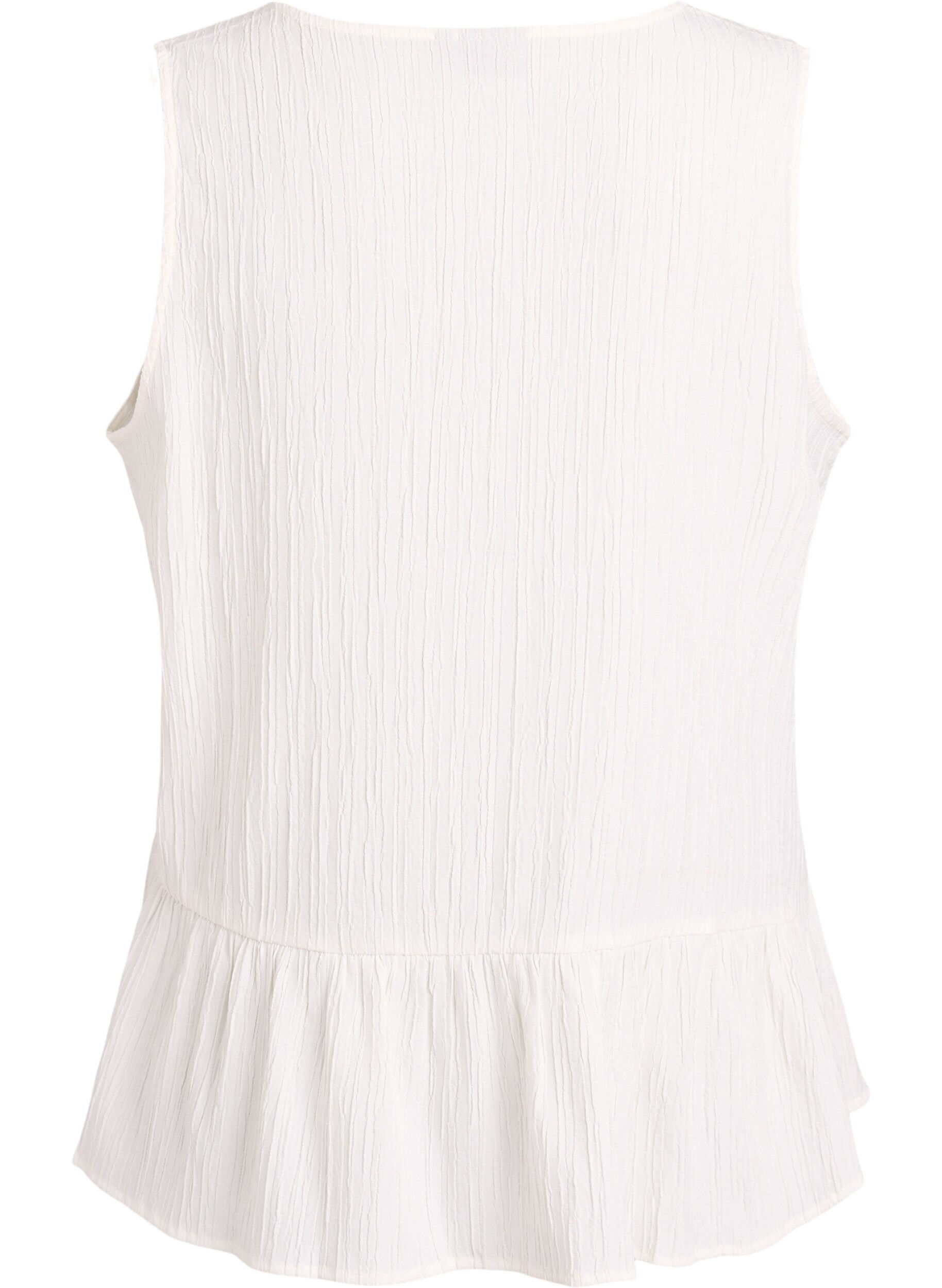 Zizzifashion Sleeveless blouse with texture and a tie fastening, Vanilla, Packshot image number 1