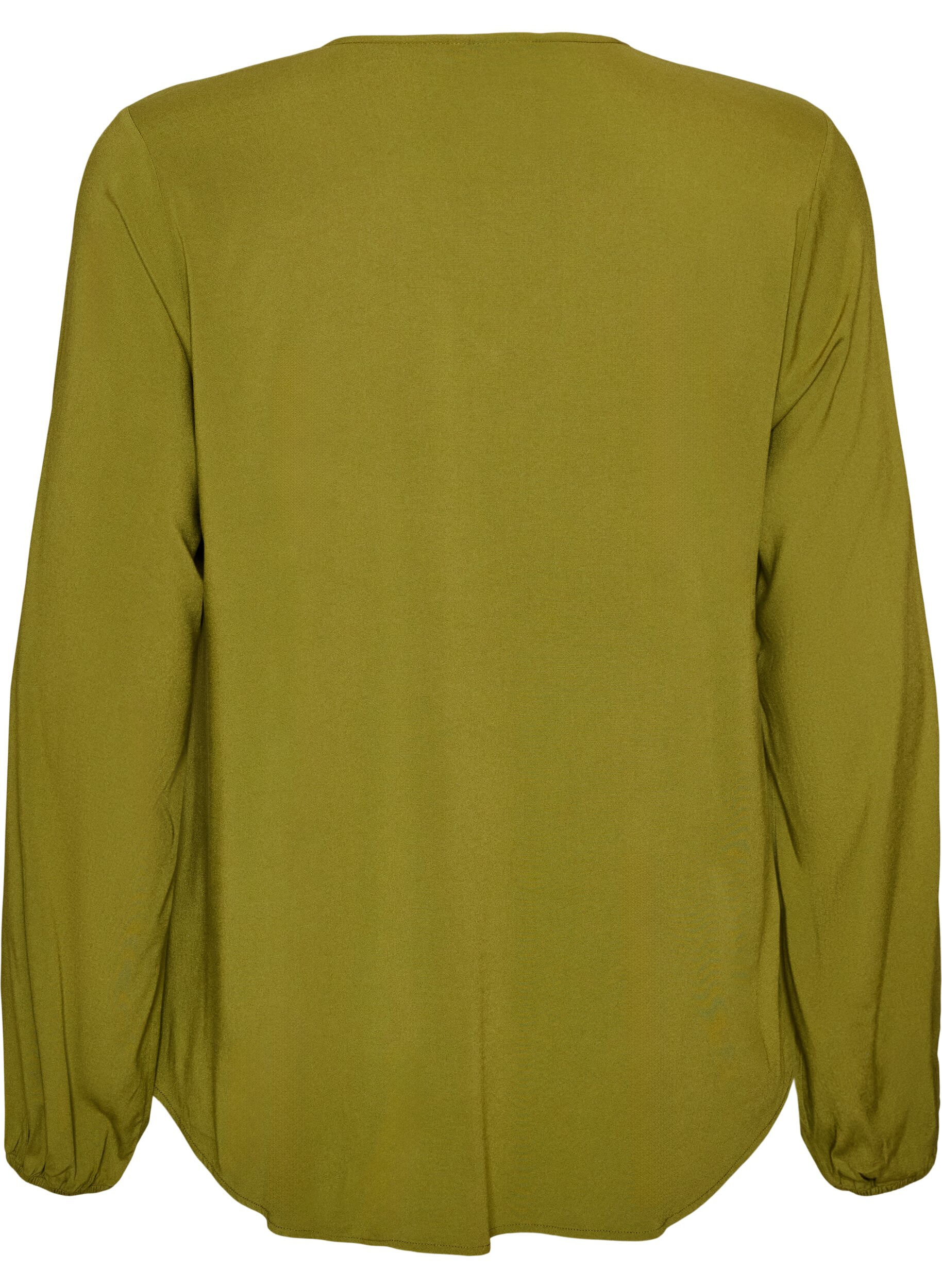 ZizzifashionViscose blouse with a V-neck and long sleeves, Green, Packshot image number 1