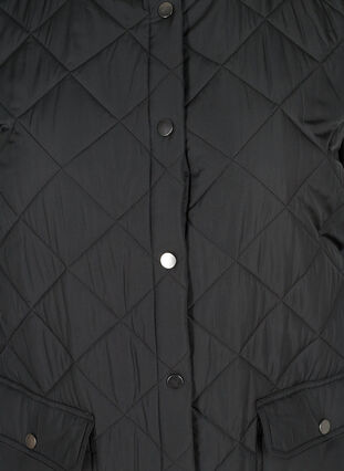 Long quilted vest with button closure and pockets, Black, Packshot image number 2