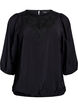Blouse with 3/4 sleeves and lace details, Black, Packshot image number 0