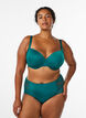 High-waisted microfibre briefs with lace, Green, Model image number 0