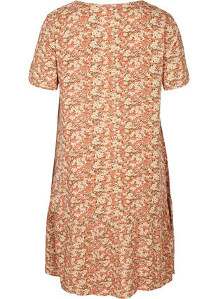 Short-sleeved, A-line viscose blouse, Bordeaux flower Aop, Packshot image number 1