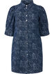 Short denim shirt dress with rose pattern, Denim Rose AOP, Packshot image number 0