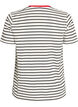 Striped cotton t-shirt with embroidered text, Vanilla, Packshot image number 1