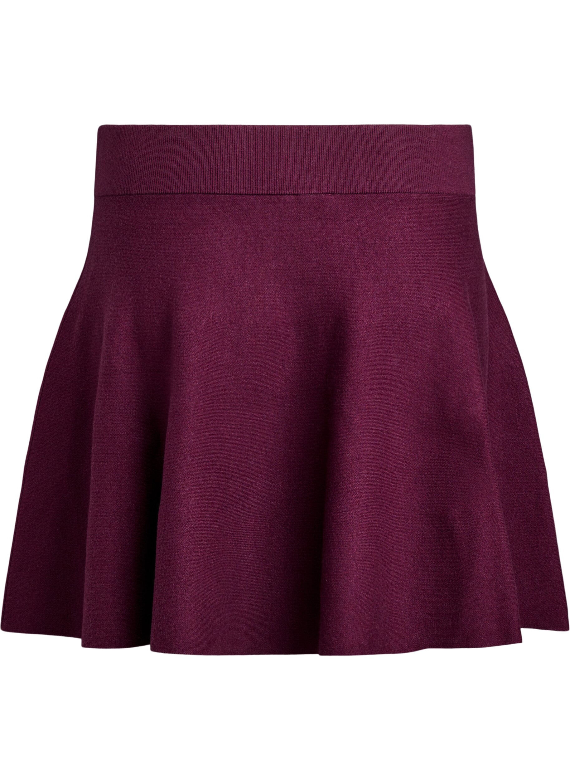 Zizzifashion Short knitted A-line skirt, Dark Bordeaux, Packshot image number 1