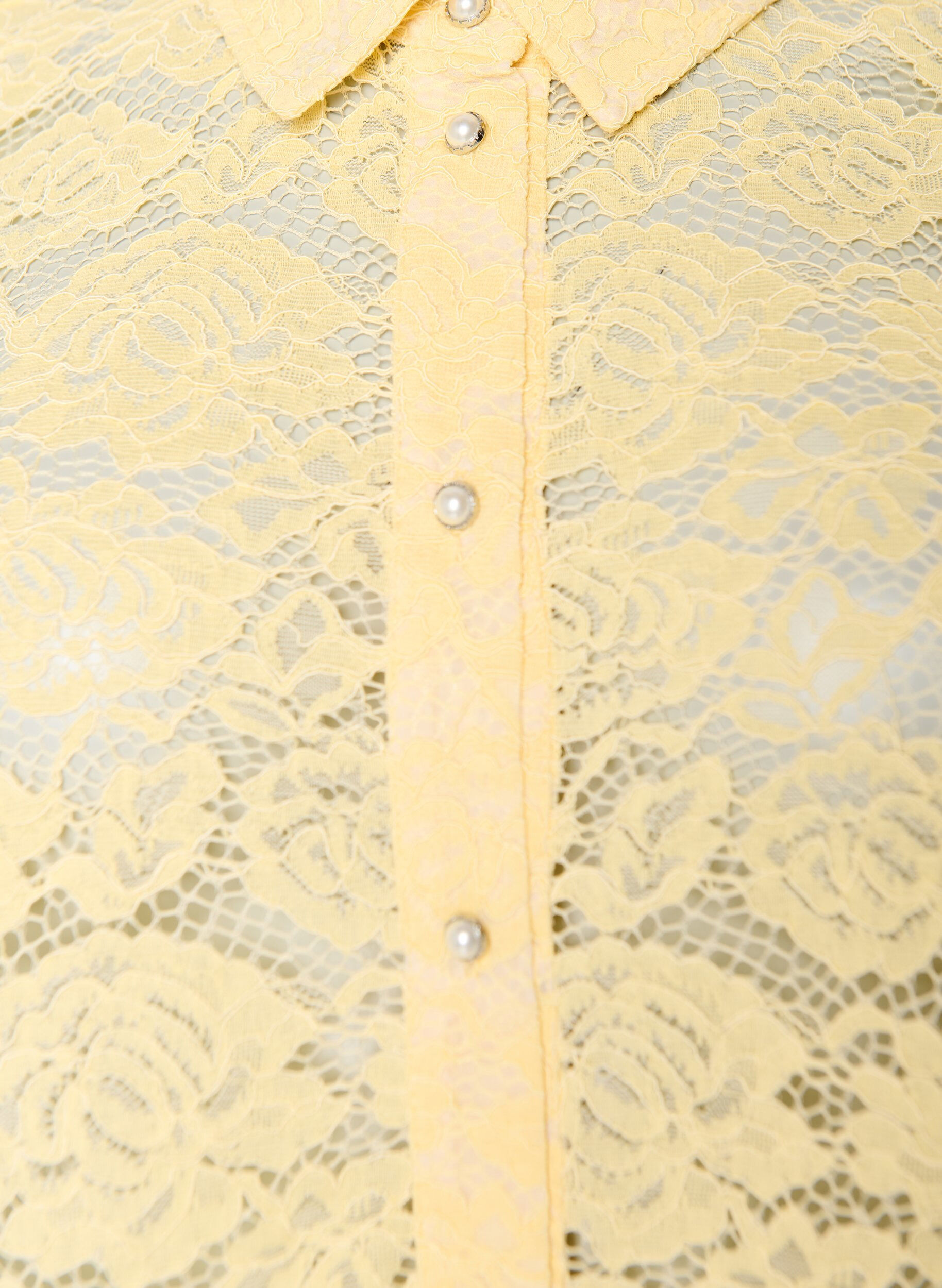 Zizzifashion Lace shirt blouse with pearl buttons, Yellow, Packshot image number 2