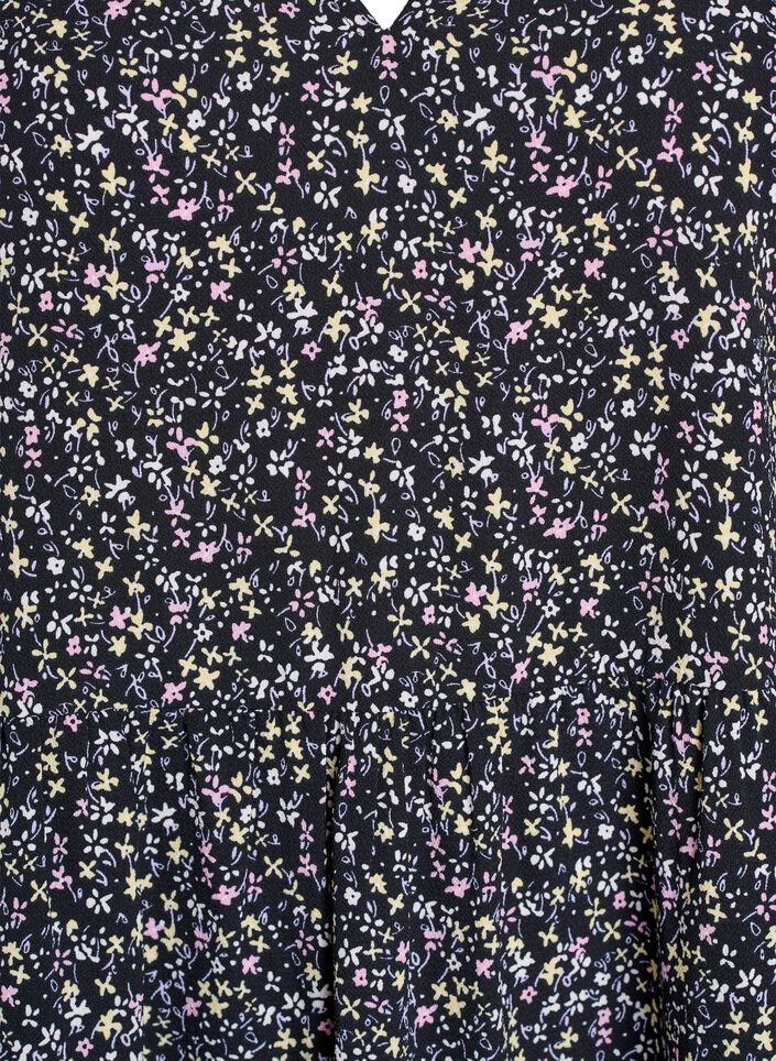 Short sleeve dress with a-line and cutlines, Black, Packshot image number 2