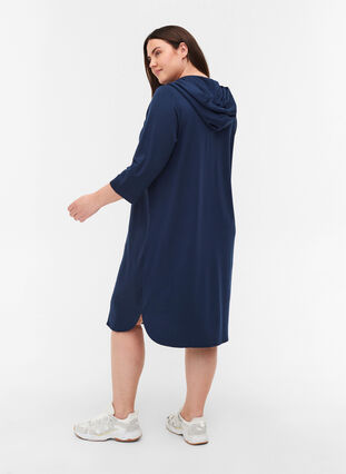 Sweater dress with hood and pockets, Black Iris, Model image number 1