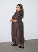 Midi dress with floral jacquard, Brown, Model image number 1