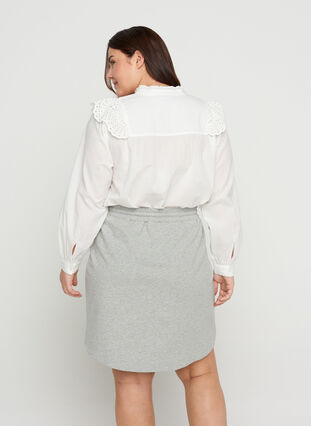 Mottled skirt with drawstring, Light Grey Melange, Model image number 1