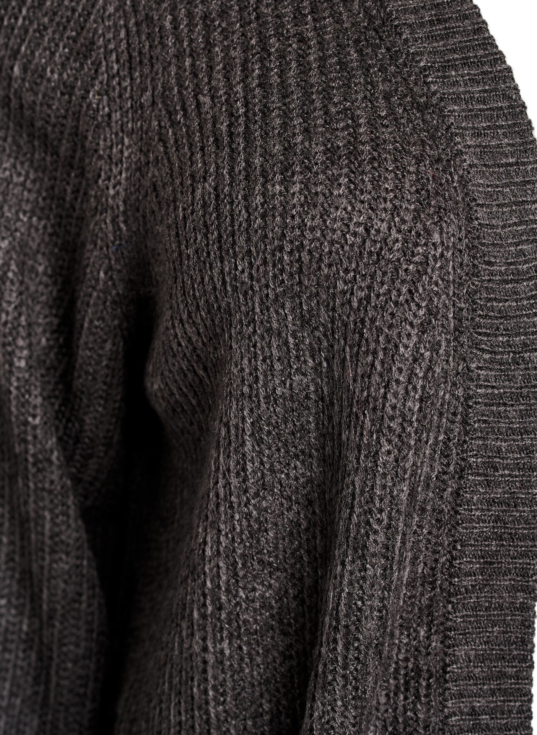Zizzifashion FLASH - Long rib knit cardigan with pockets, Dark Grey, Packshot image number 2