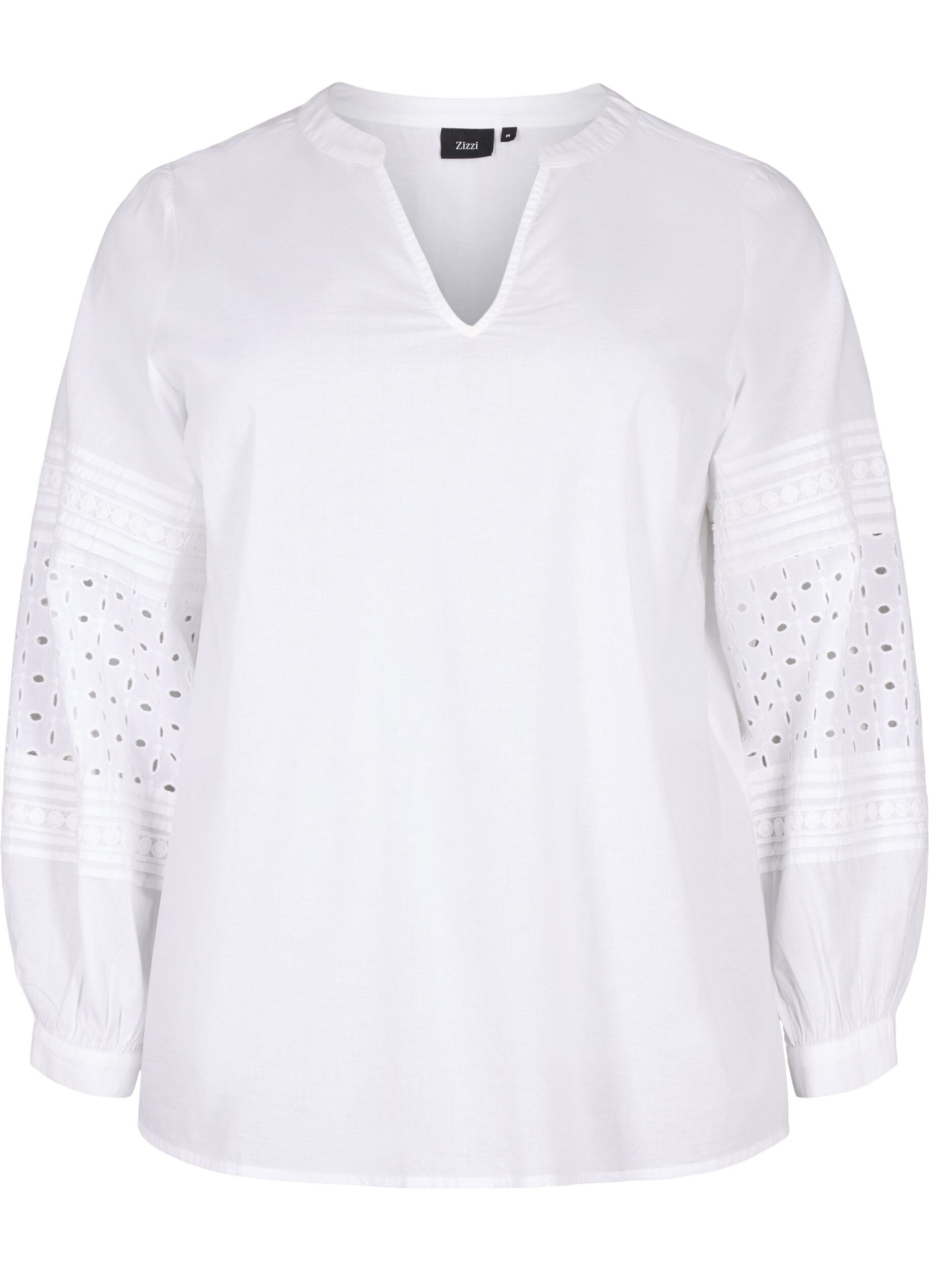 Zizzifashion Long sleeve blouse with decorative details, Bright White, Packshot image number 0