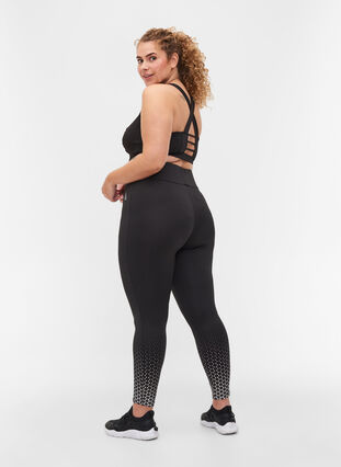 Gym leggings with print and 7/8 length, Black, Model image number 1