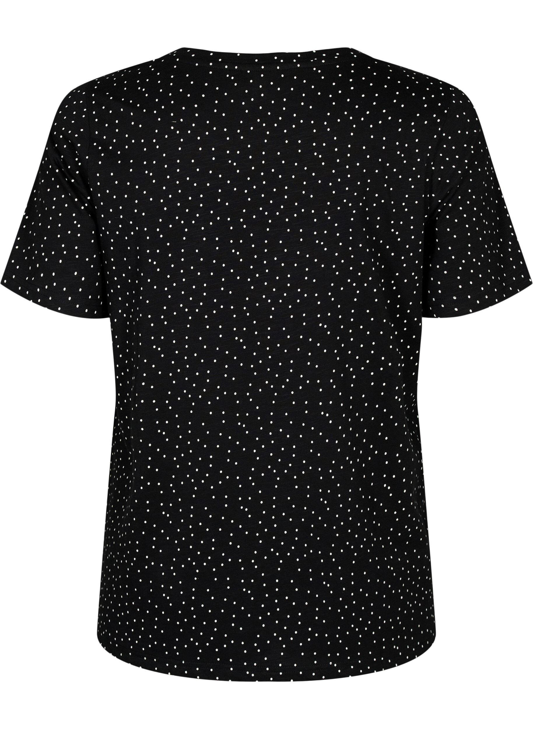 Zizzifashion Organic cotton T-shirt with dots	, Black, Packshot image number 1