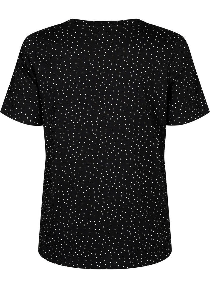 Organic cotton T-shirt with dots	, Black, Packshot image number 1