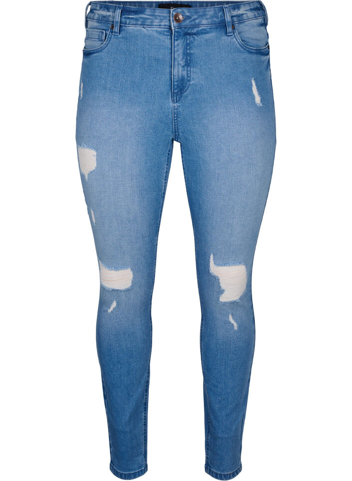 Amy jeans with super slim fit and ripped details, Blue, Packshot image number 0