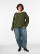 Loose round neck jumper, Green, Model image number 1