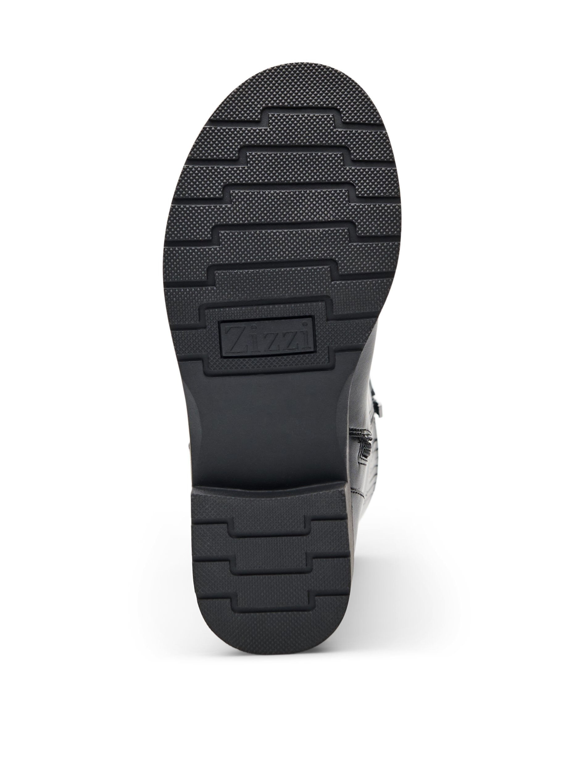 Zizzifashion Wide fit - High leather boot with decorative buckles, Black, Packshot image number 4