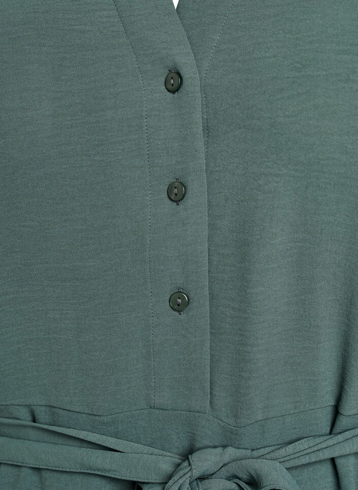 Midi shirt dress with tie belt, Green, Packshot image number 2