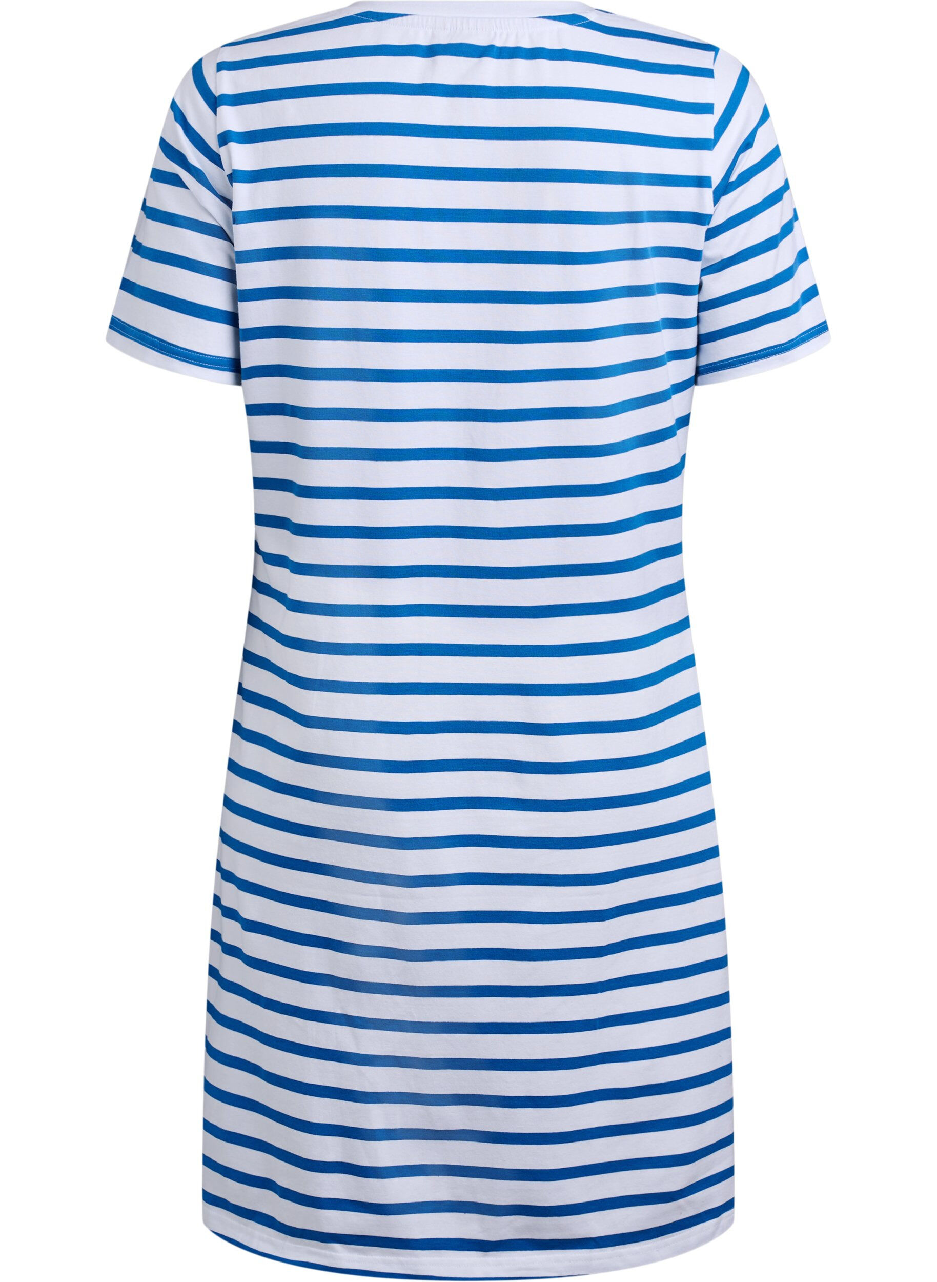 Zizzifashion Striped jersey dress with short sleeves, Blue, Packshot image number 1