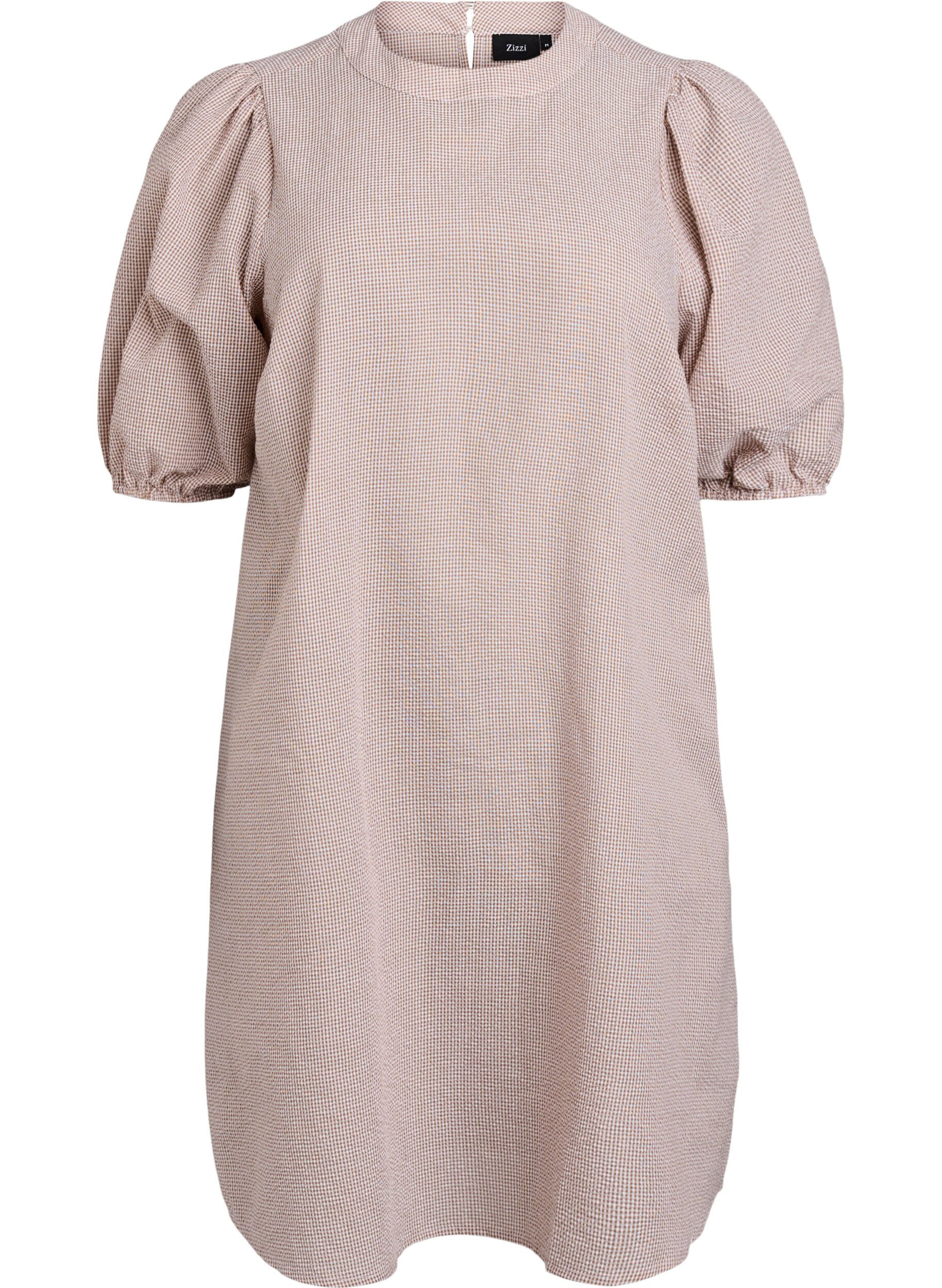 Tunic with A-line shape and short balloon sleeves