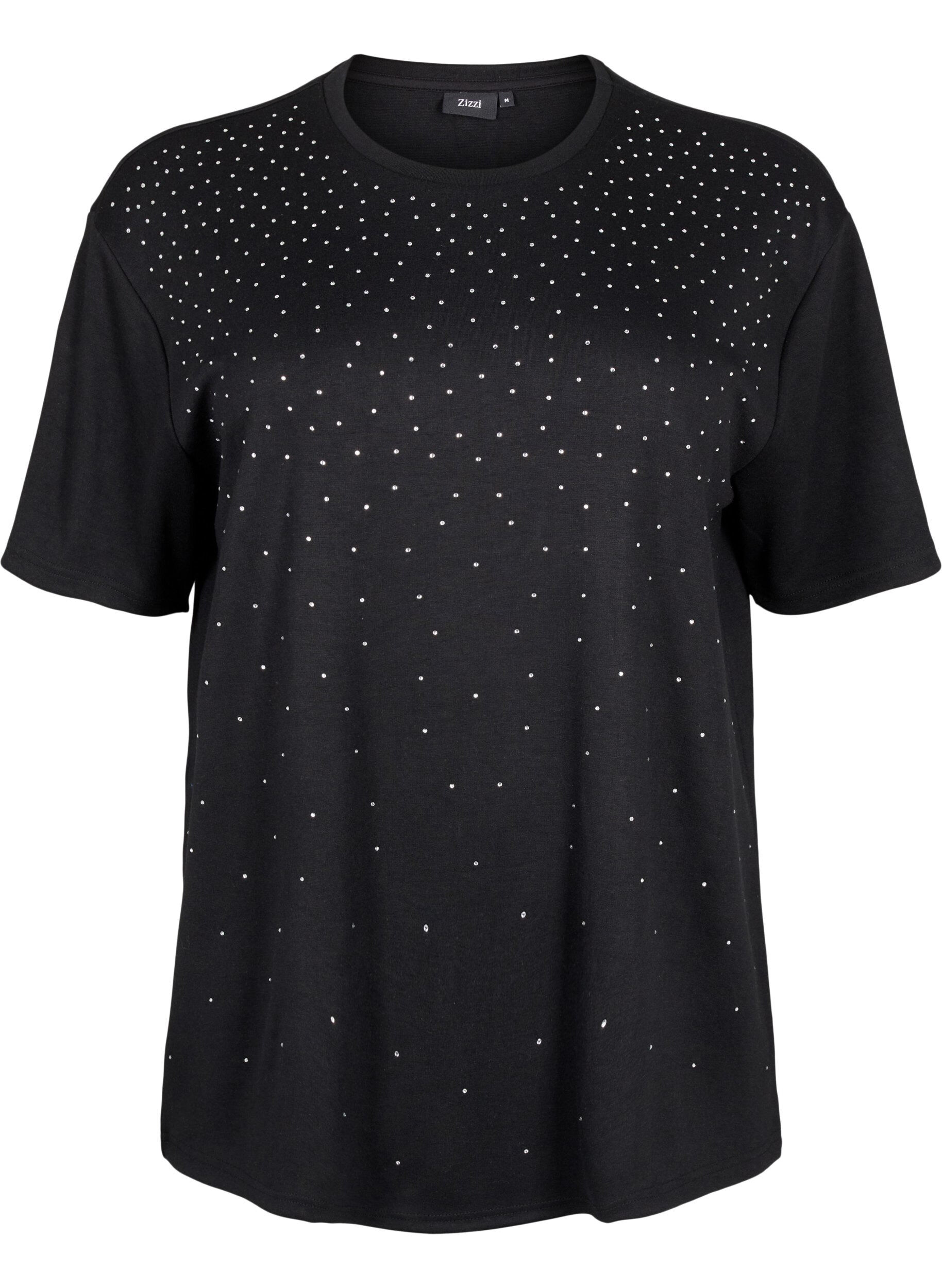 T-shirt with rhinestones and round neck