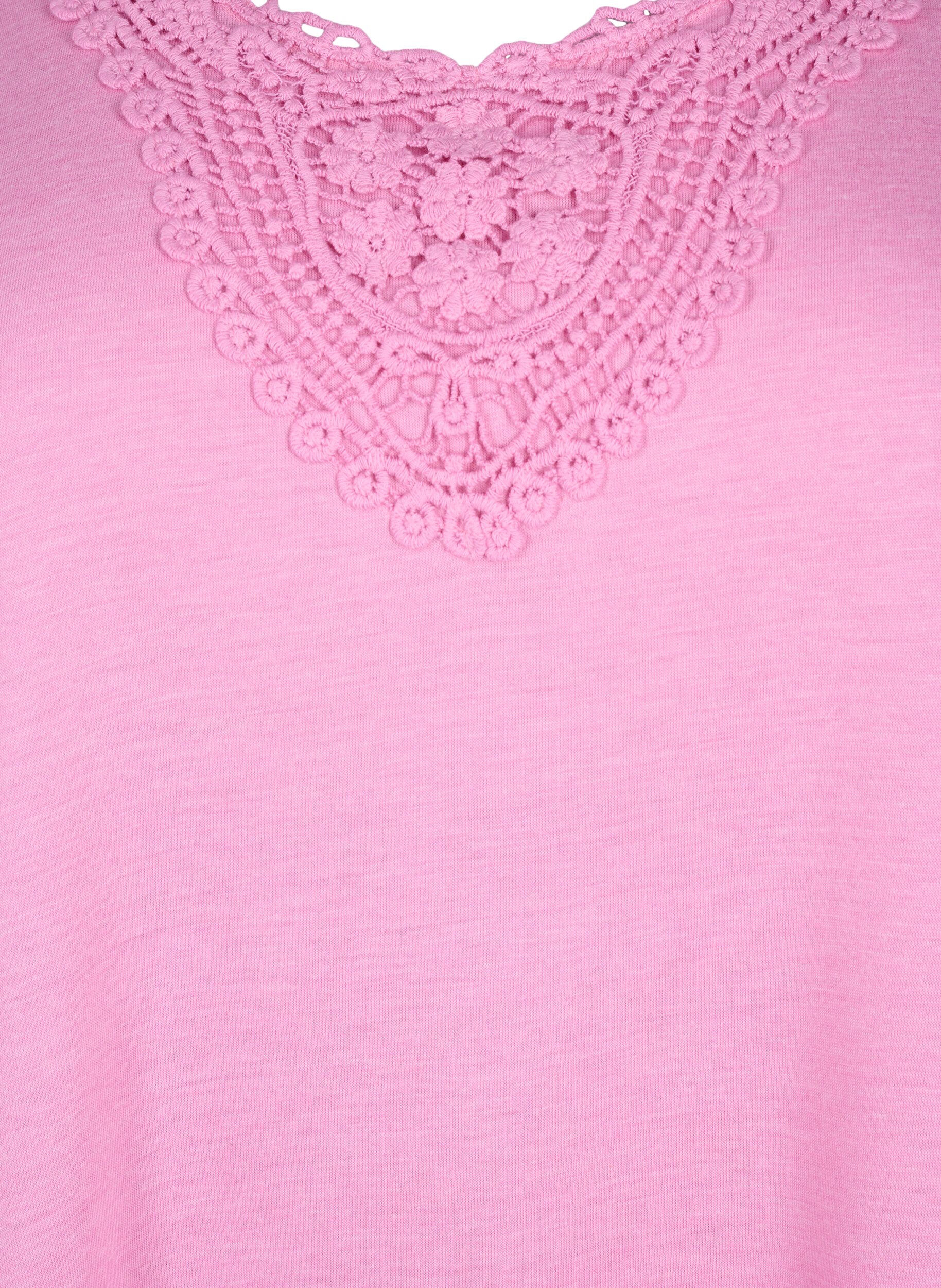 Zizzifashion Sleeveless top with lace, Rosebloom, Packshot image number 2