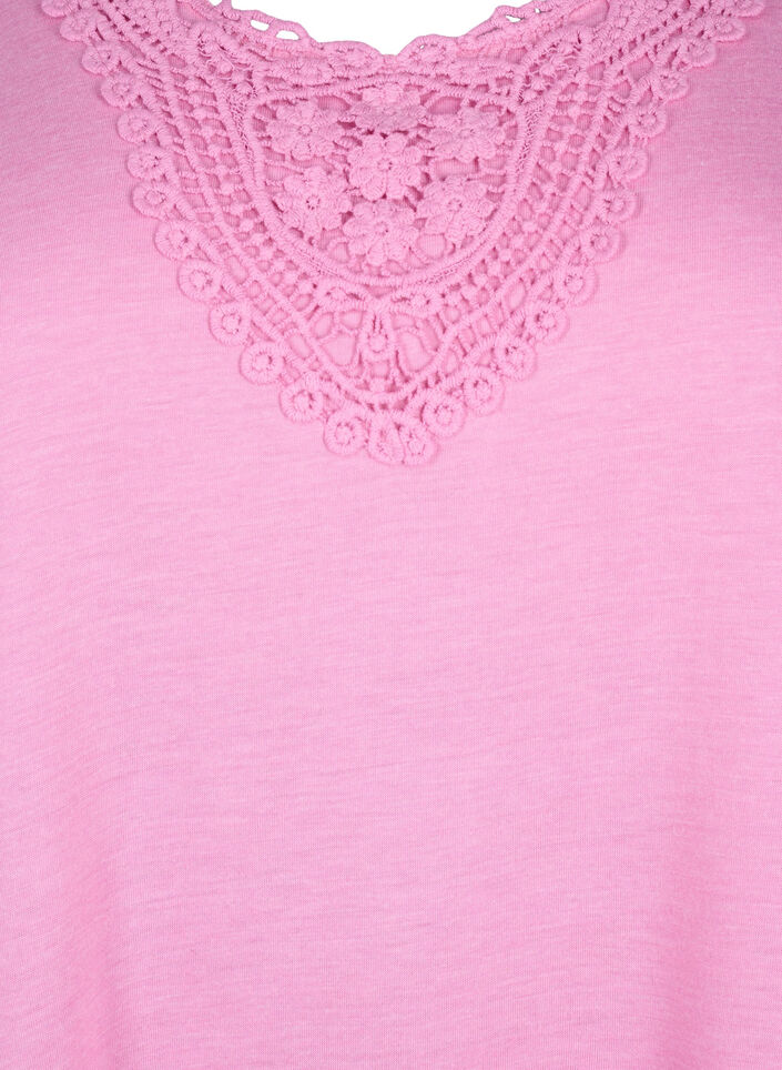 Sleeveless top with lace, Rosebloom, Packshot image number 2