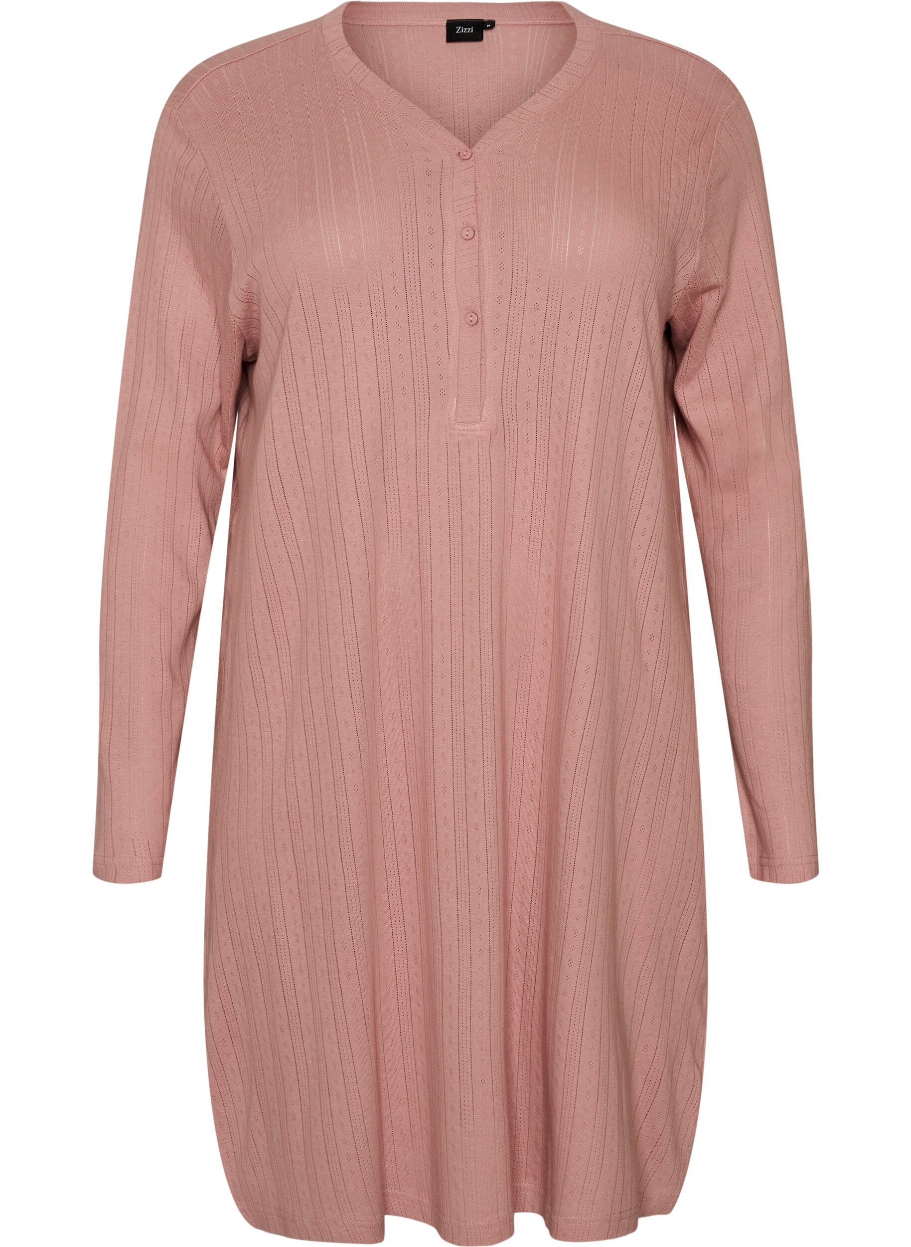 ZizzifashionNightgown in organic cotton with eyelet embroidery, Rose, Packshot image number 0