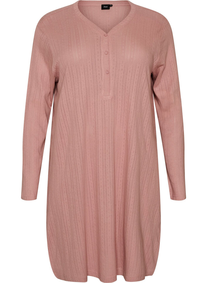 Nightgown in organic cotton with eyelet embroidery, Rose, Packshot image number 0