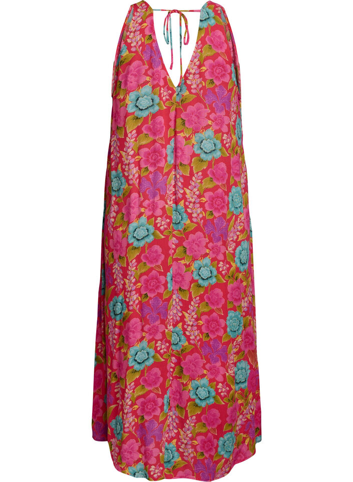 Sleeveless A-line maxi dress with a V-neck, Red, Packshot image number 1