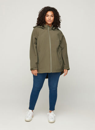 Softshell jacket with removable hood, Bungee Cord , Model image number 2
