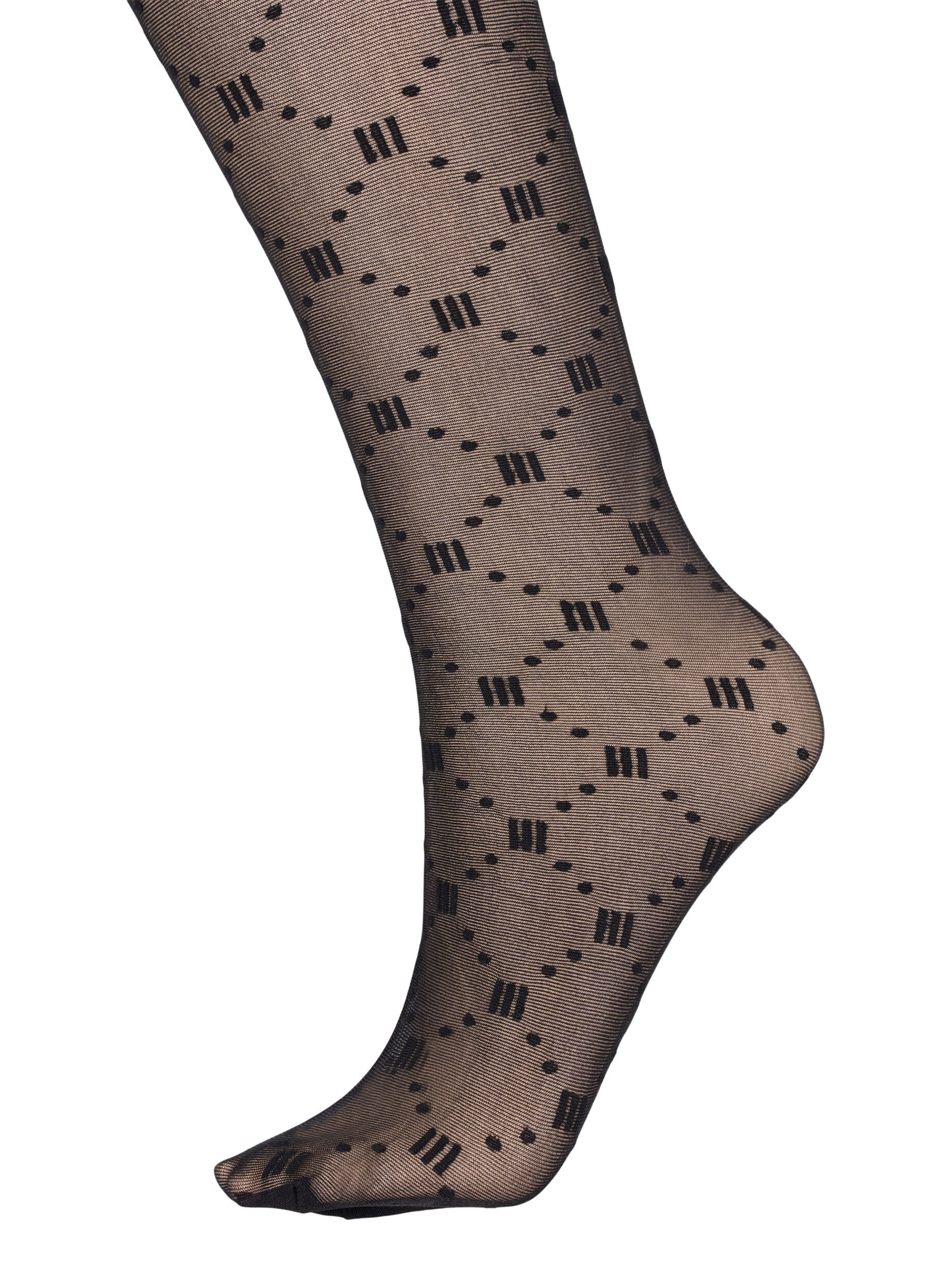 Zizzifashion Patterned tights in 20 denier, Black, Packshot image number 1